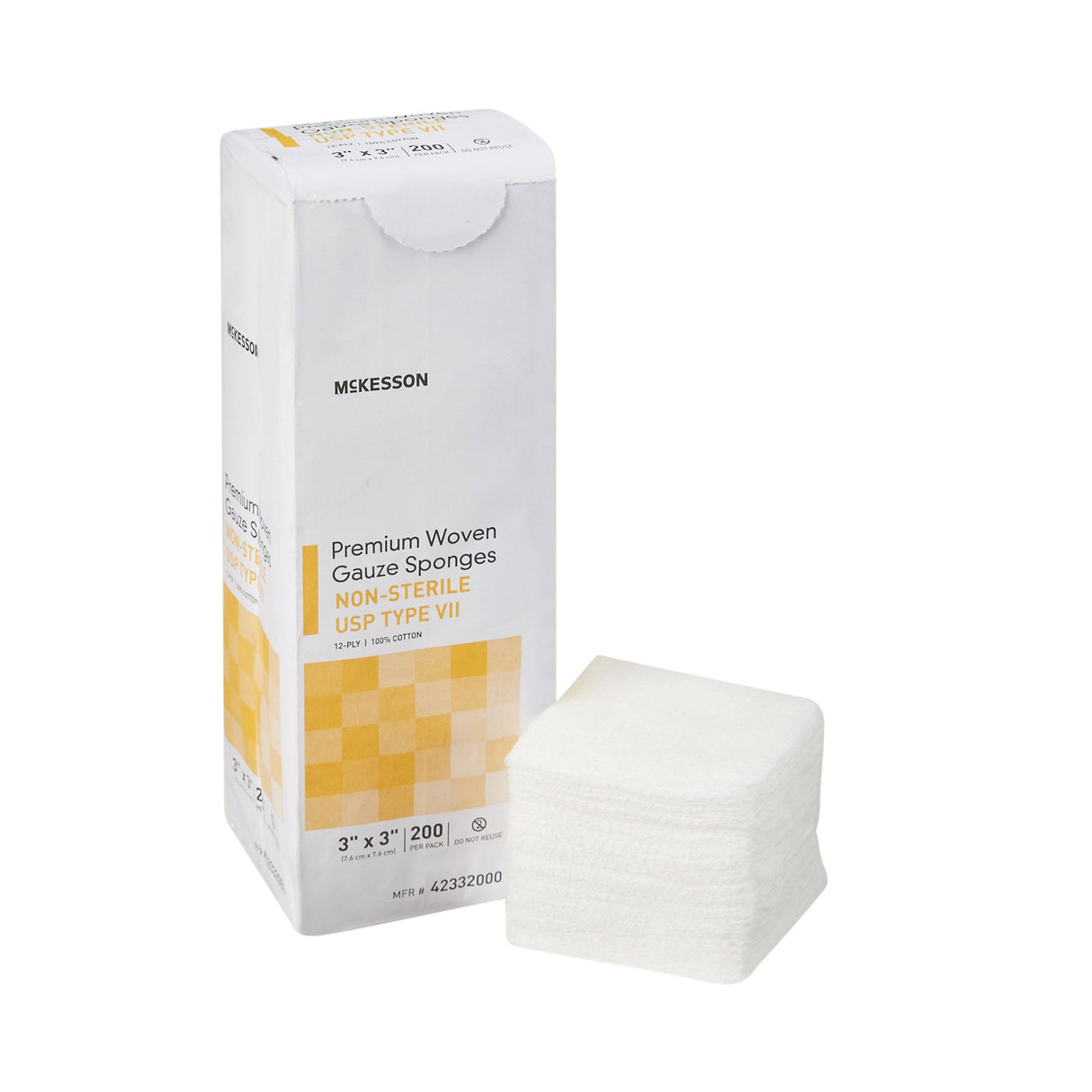 Gauze Sponge McKesson 3 X 3 Inch 12-Ply NonSterile 200 per Pack