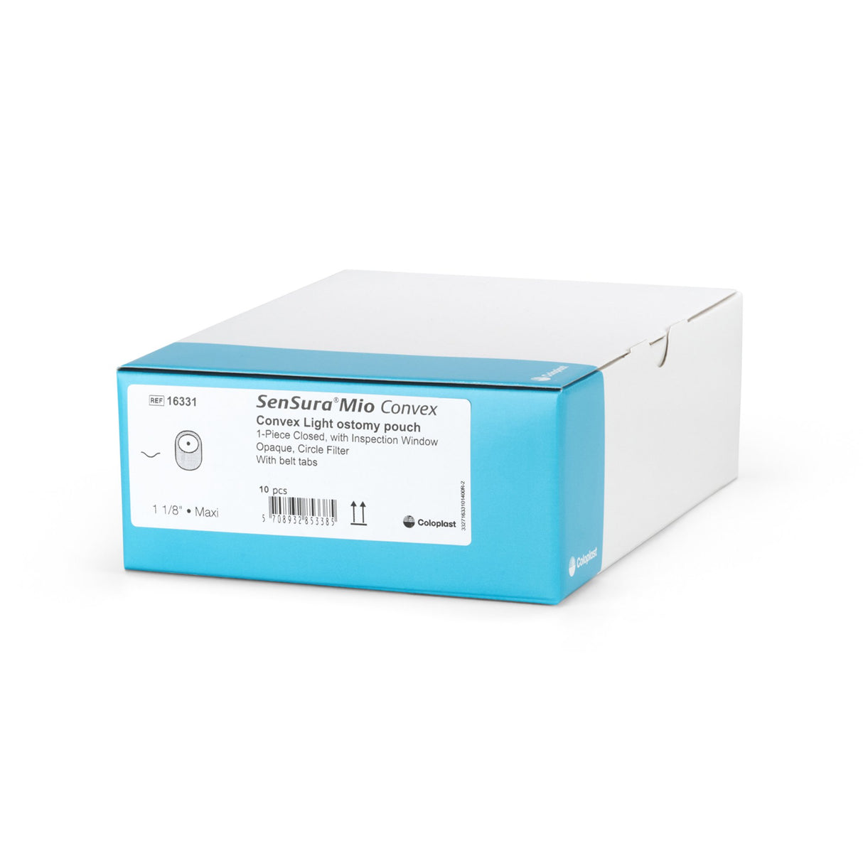 Ostomy Pouch SenSura Mio Convex One-Piece System 8-1/4 Inch Length, Maxi Convex Light, Pre-Cut 1-1/8 Inch Stoma Closed End
