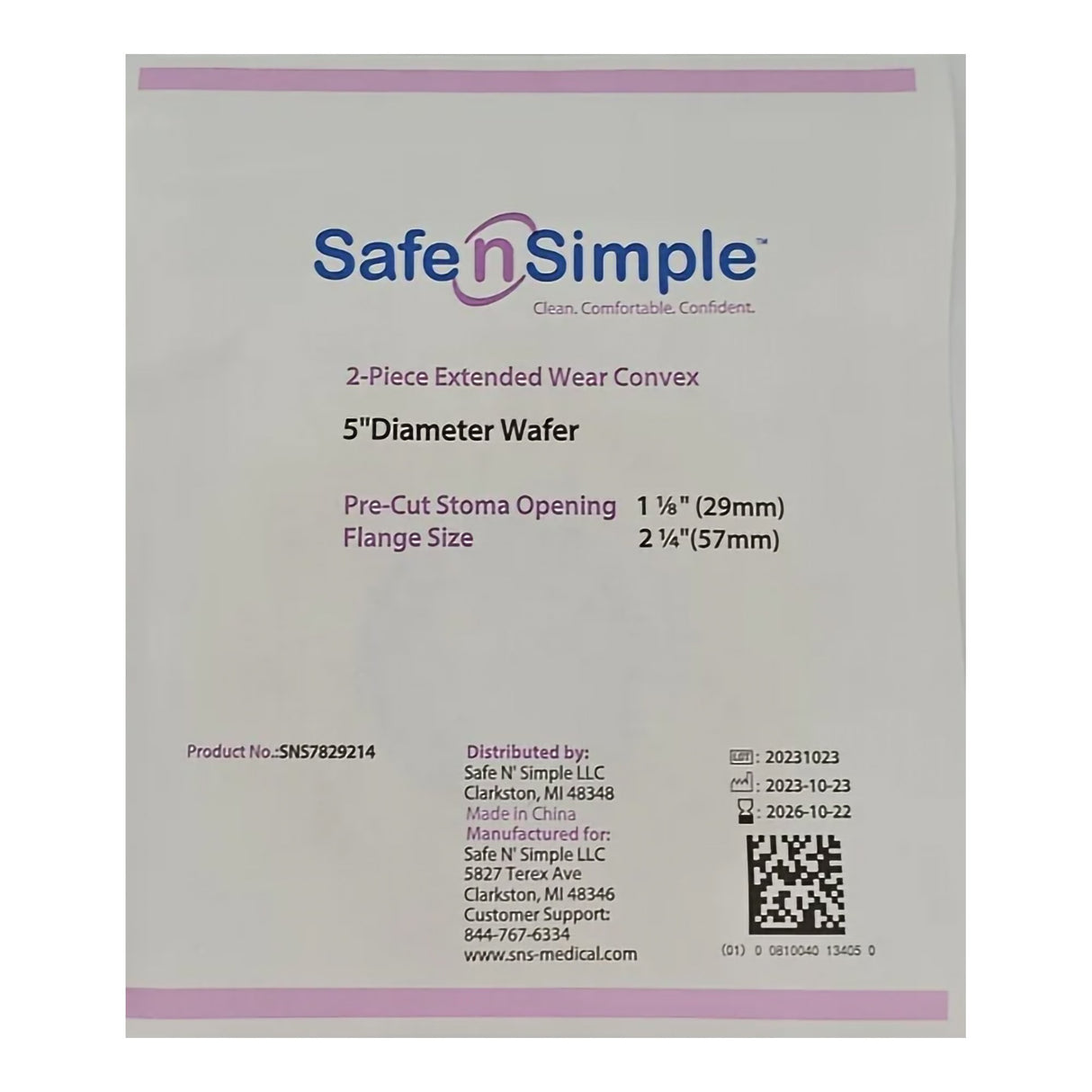 Ostomy Barrier Precut, Extended Wear Adhesive Tape Collar 57 mm Flange Red Code System 1-1/8 Inch Opening 5 X 5 Inch