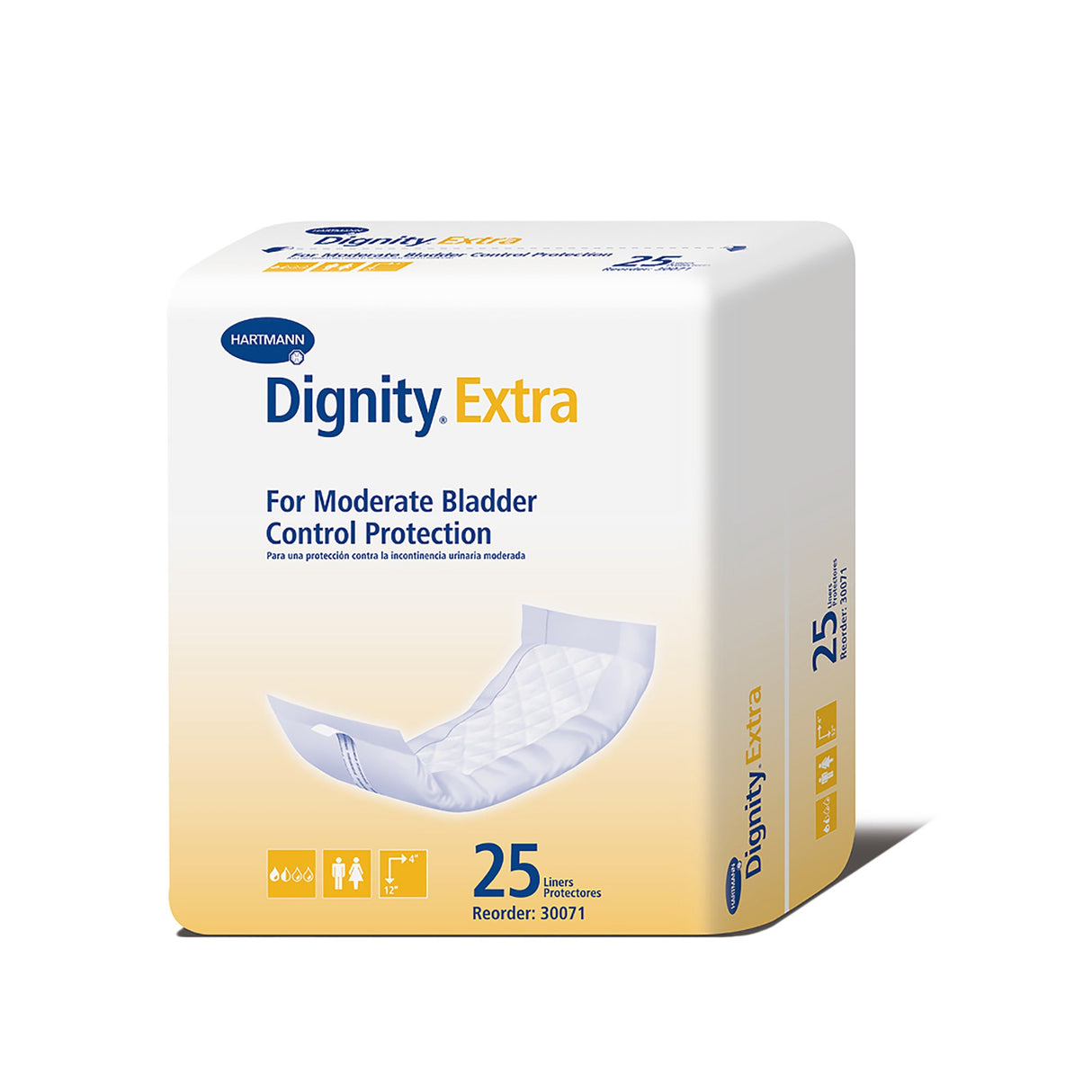 Incontinence Liner Dignity Extra 4 X 12 Inch Moderate Absorbency Polymer Core One Size Fits Most