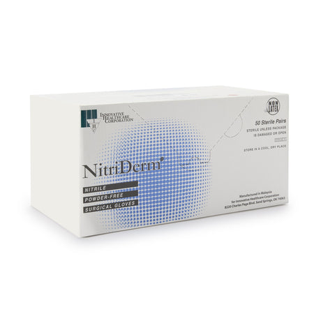 Surgical Glove NitriDerm Size 7.5 Sterile Nitrile Standard Cuff Length Fully Textured White Chemo Tested