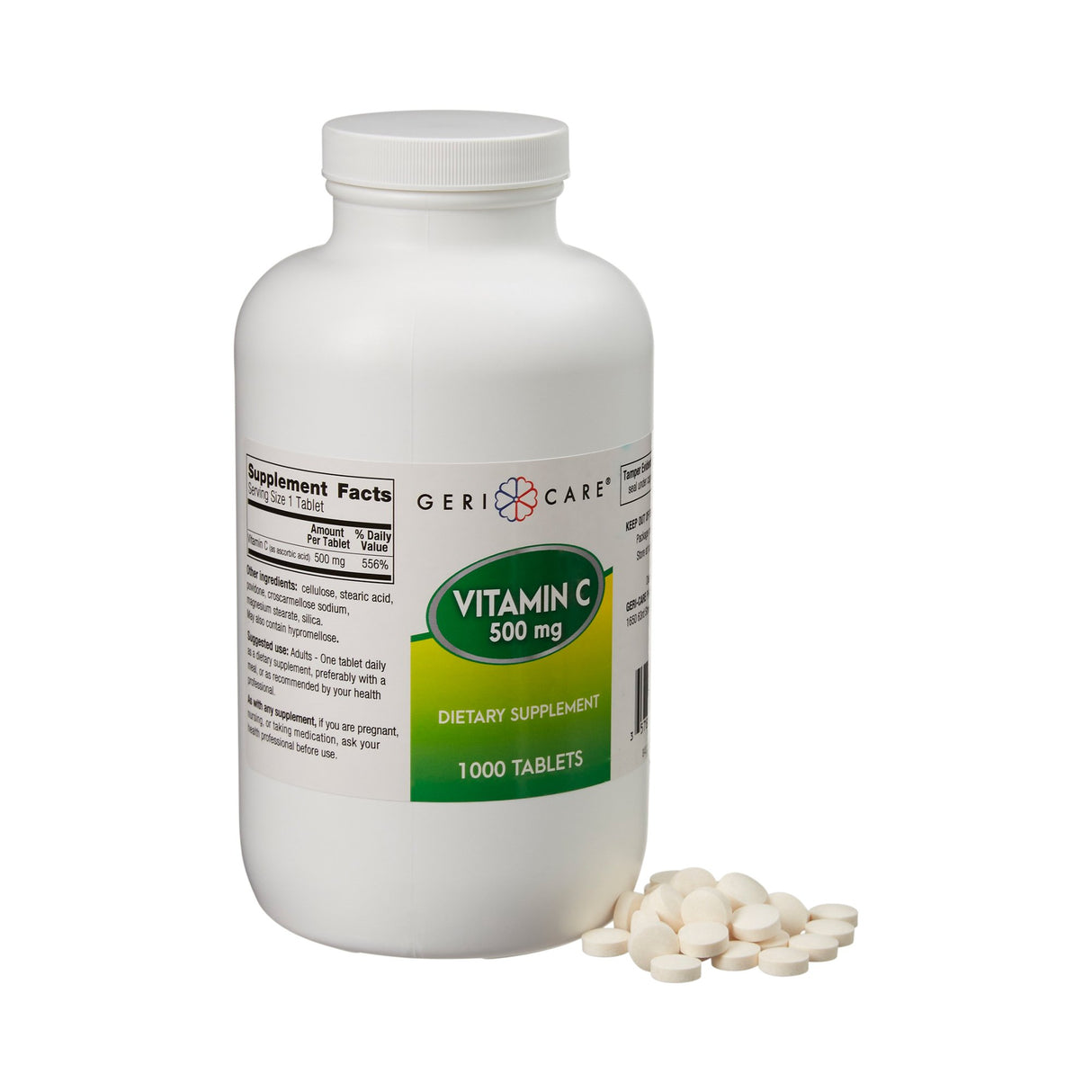 Vitamin C Supplement Geri-Care Ascorbic Acid 500 mg Strength Tablet 1,000 per Bottle