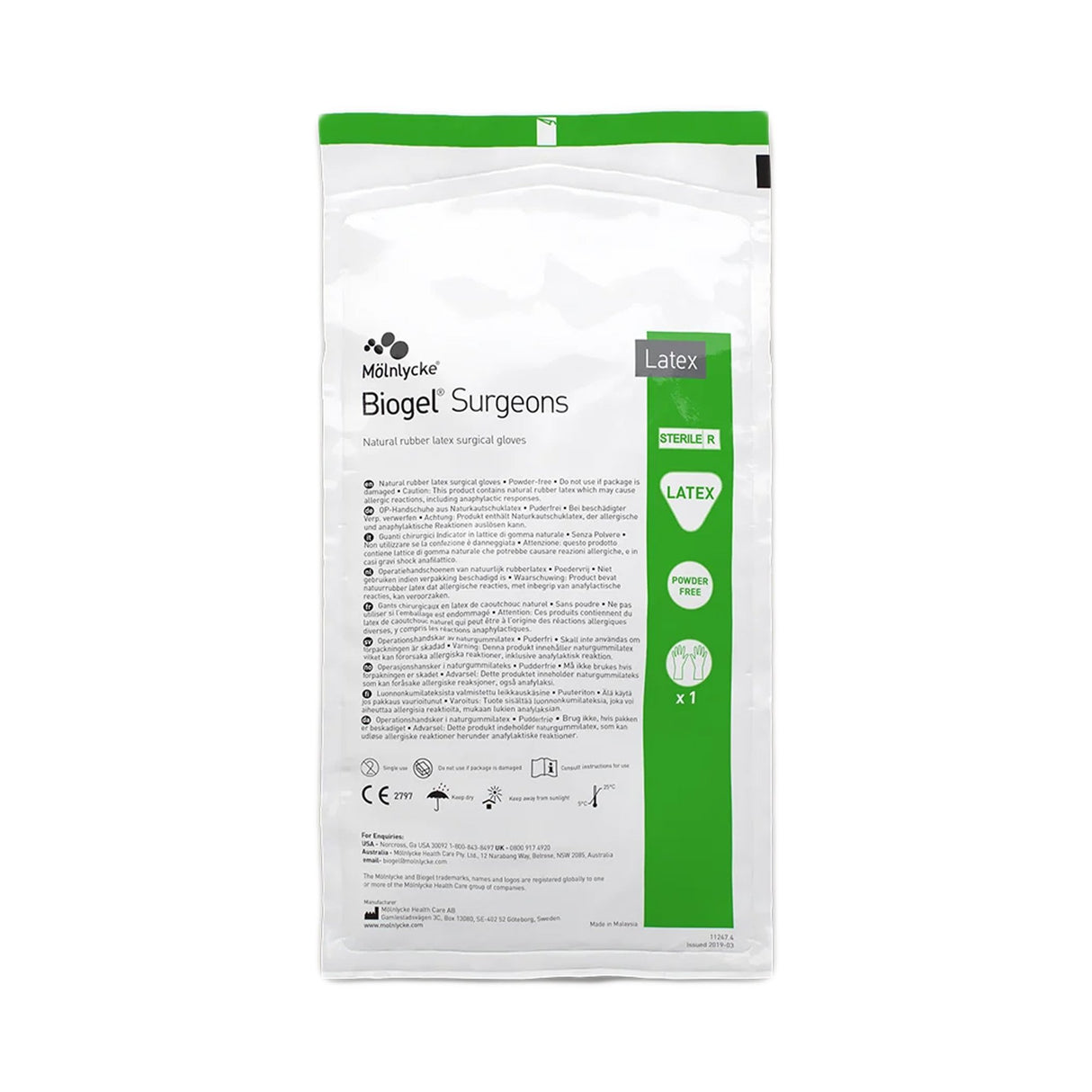 Surgical Glove Biogel Surgeons Size 6 Sterile Latex Standard Cuff Length Micro-Textured Straw Not Chemo Approved