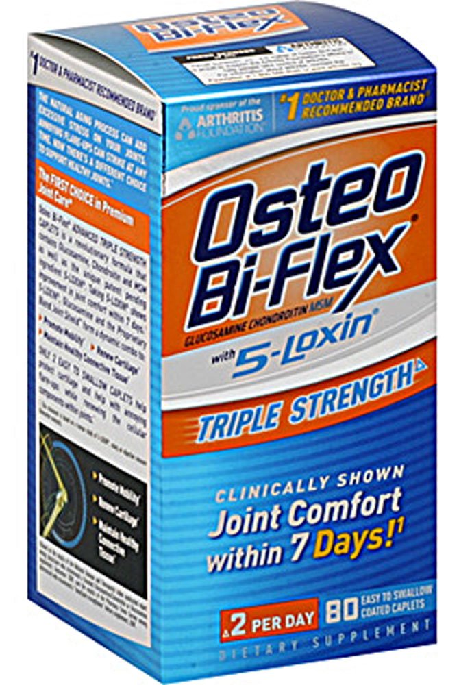 Joint Health Supplement Osteo-Bi-Flex with 5 Loxin Advanced Glucosamine 1,500 mg Strength Caplet 80 per Bottle