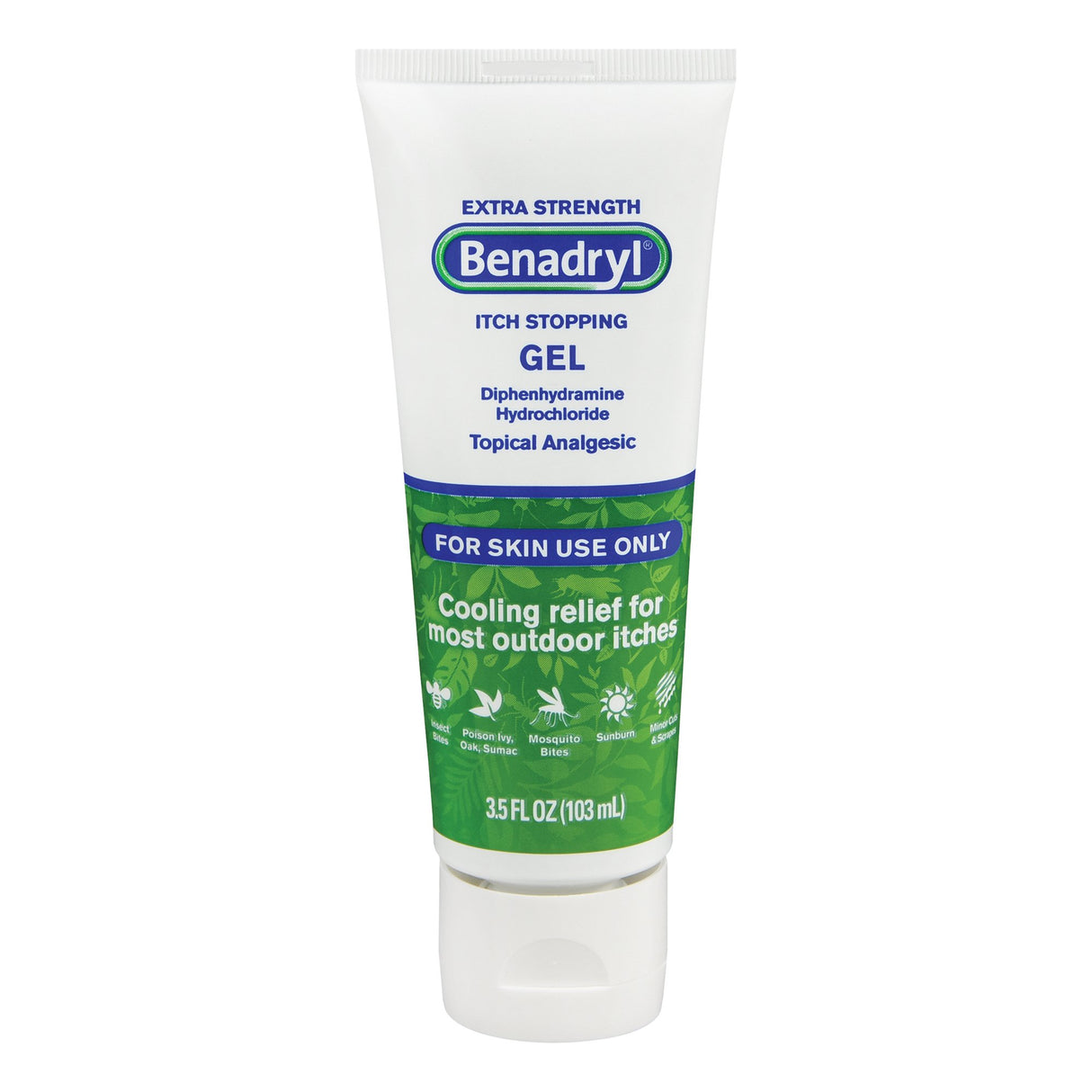 Itch Relief Benadryl 2% Strength Gel 4 oz. Tube