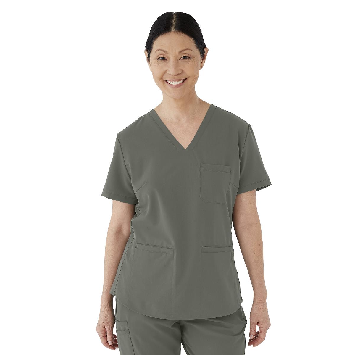 Lexington AVE Women's V-Neck Scrub Tops with 3 Pockets Olive