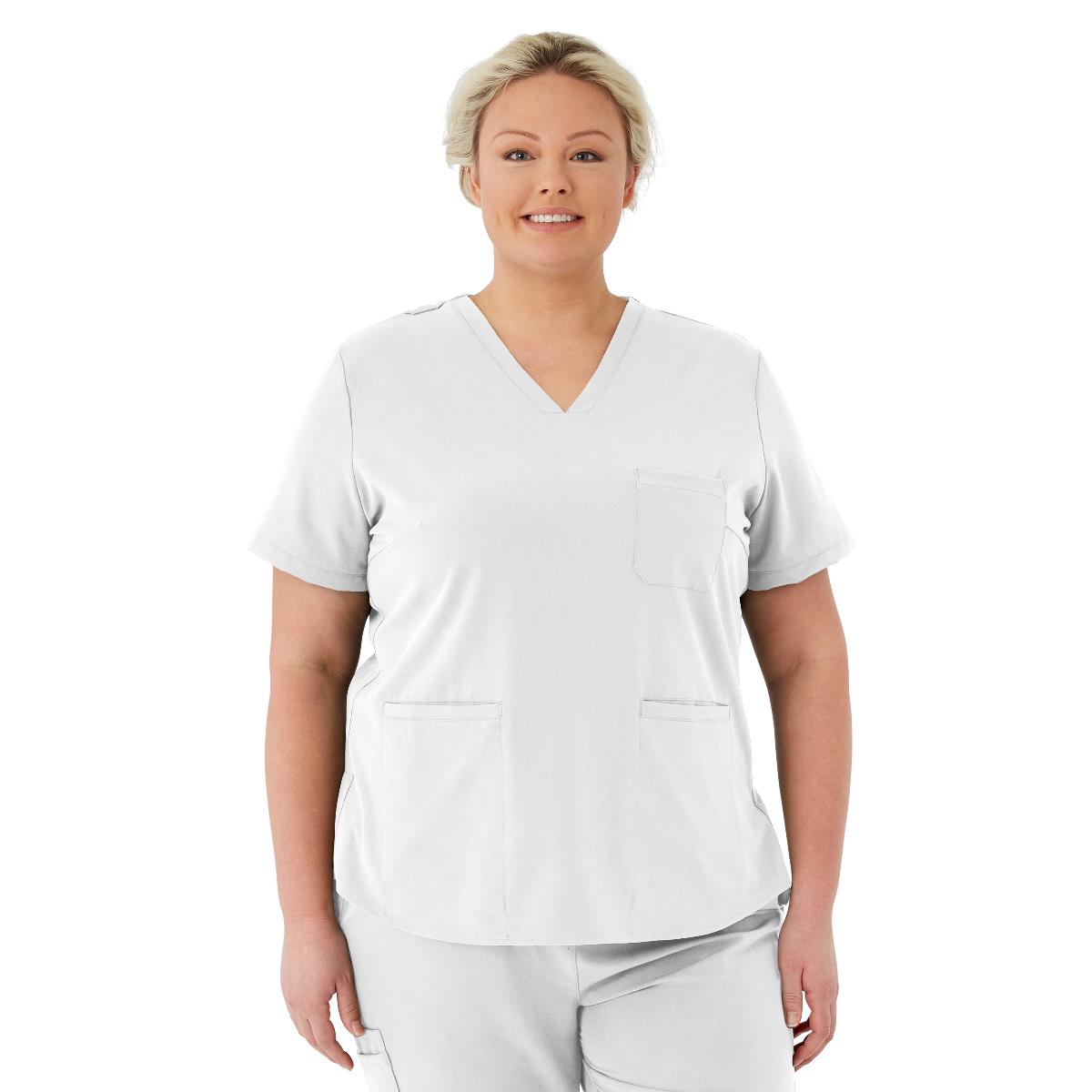 Lexington AVE Women's V-Neck Scrub Tops with 3 Pockets White