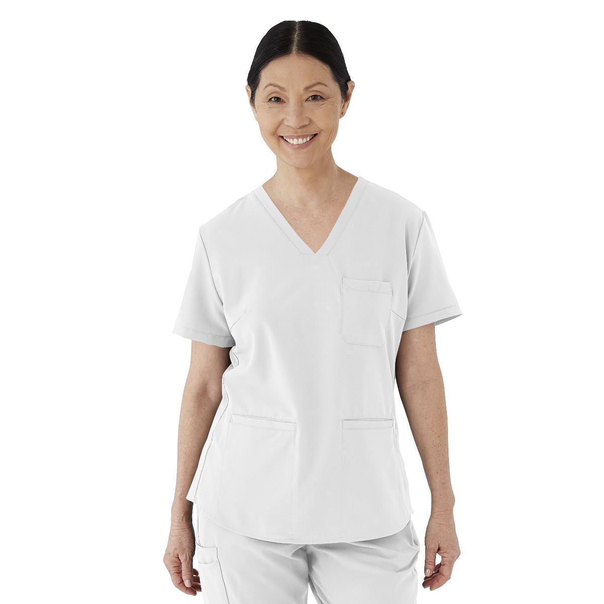 Lexington AVE Women's V-Neck Scrub Tops with 3 Pockets White