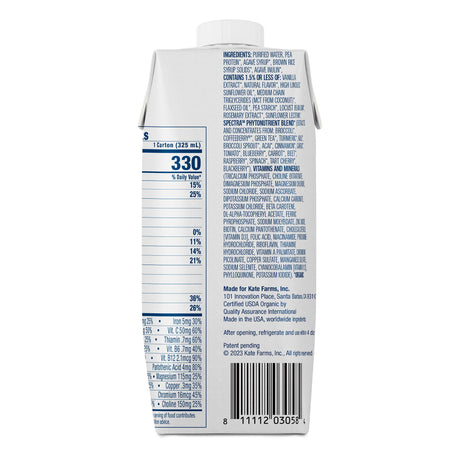 Oral Supplement Kate Farms Nutrition Shake Vanilla Flavor Liquid 11 oz. Carton