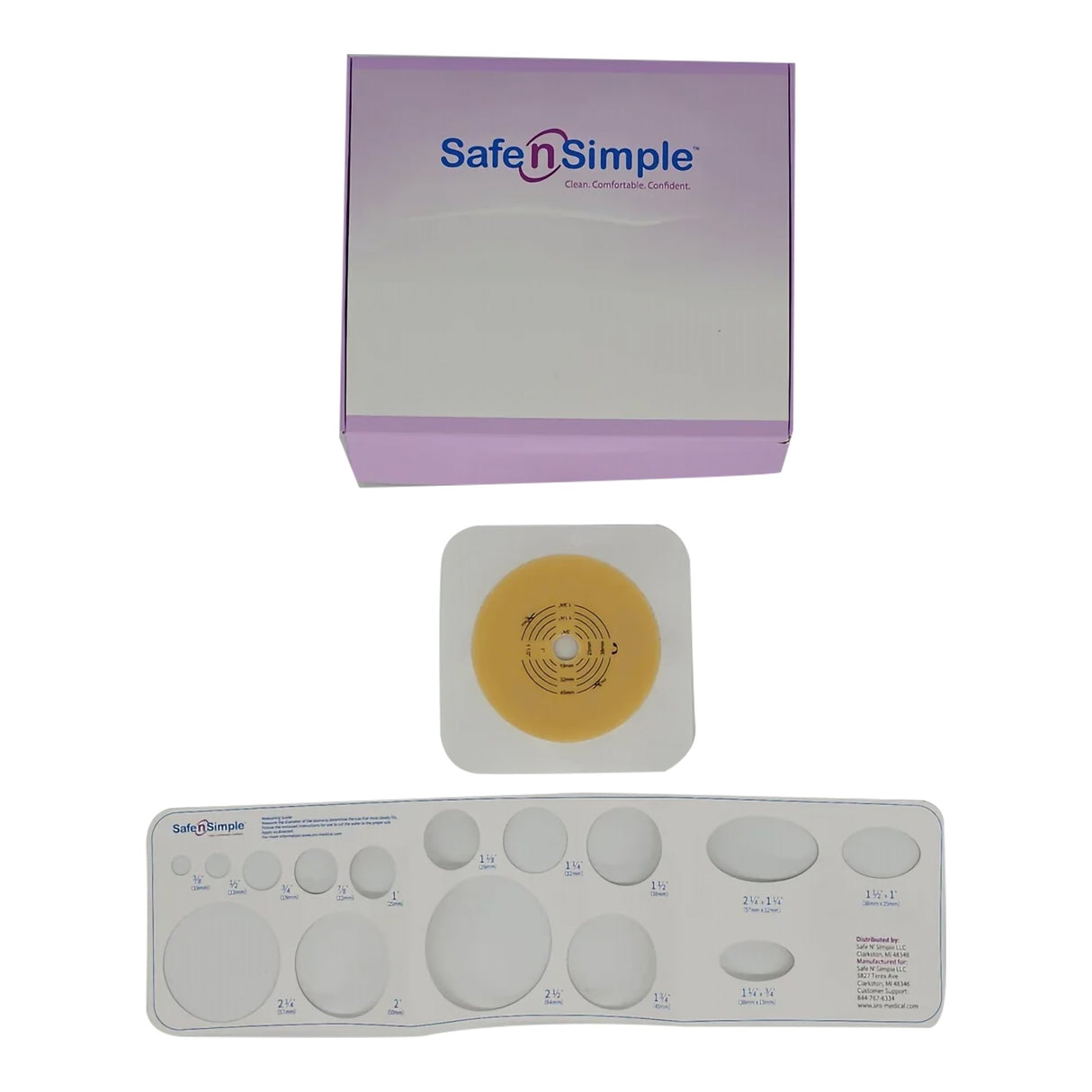 Ostomy Barrier Trim to Fit, Extended Wear Adhesive Tape Collar 57 mm Flange Red Code System Up to 1-3/4 Inch Opening 5 X 5 Inch