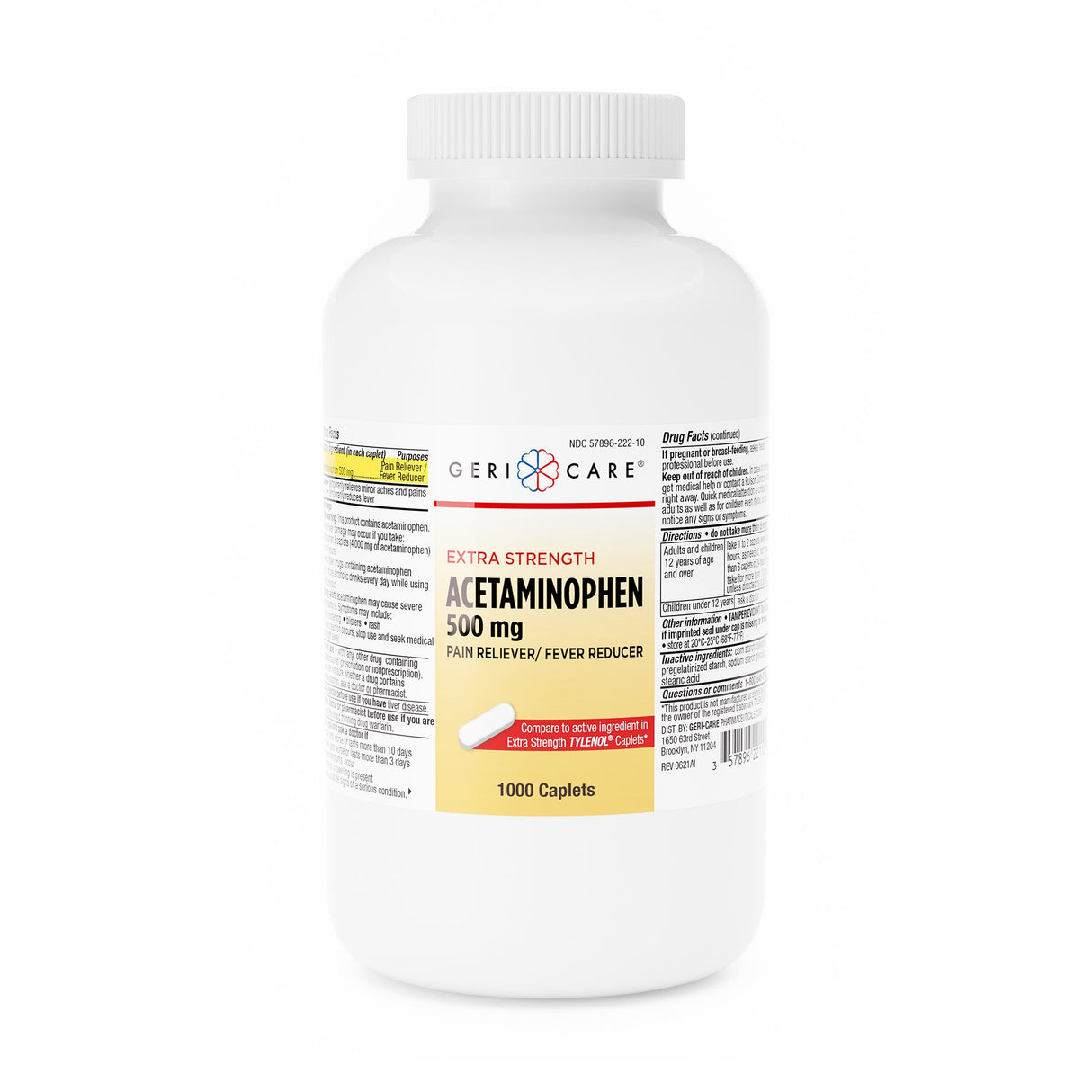 Pain Relief Geri-Care 500 mg Strength Acetaminophen Caplet 1,000 per Bottle