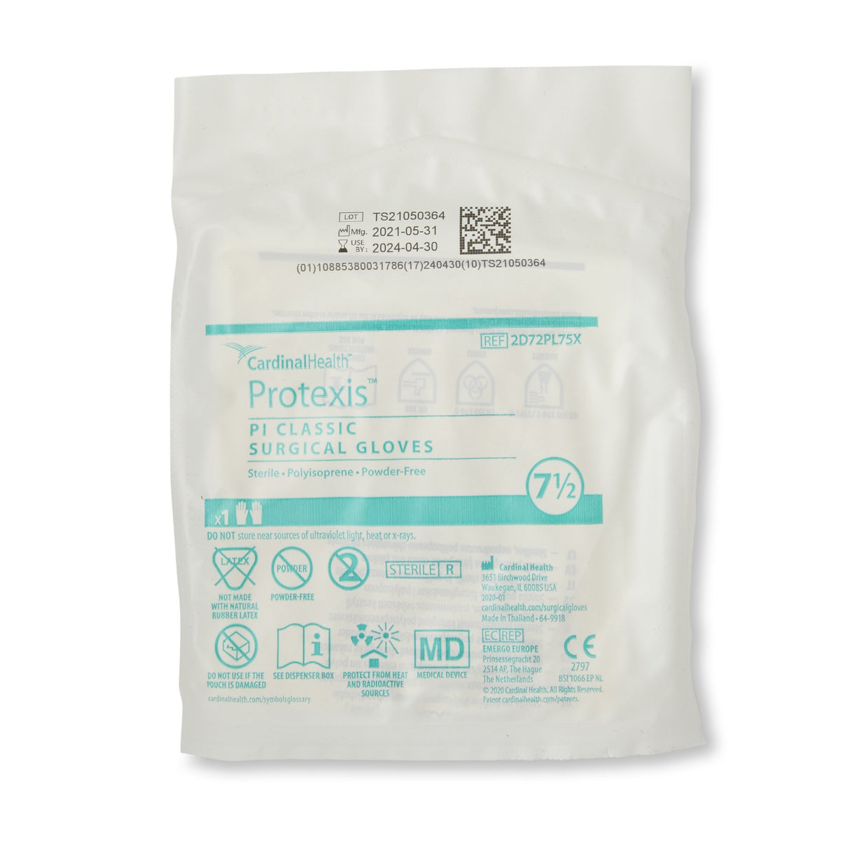 Surgical Glove Protexis PI Classic Size 7.5 Sterile Polyisoprene Standard Cuff Length Smooth Ivory Not Chemo Approved