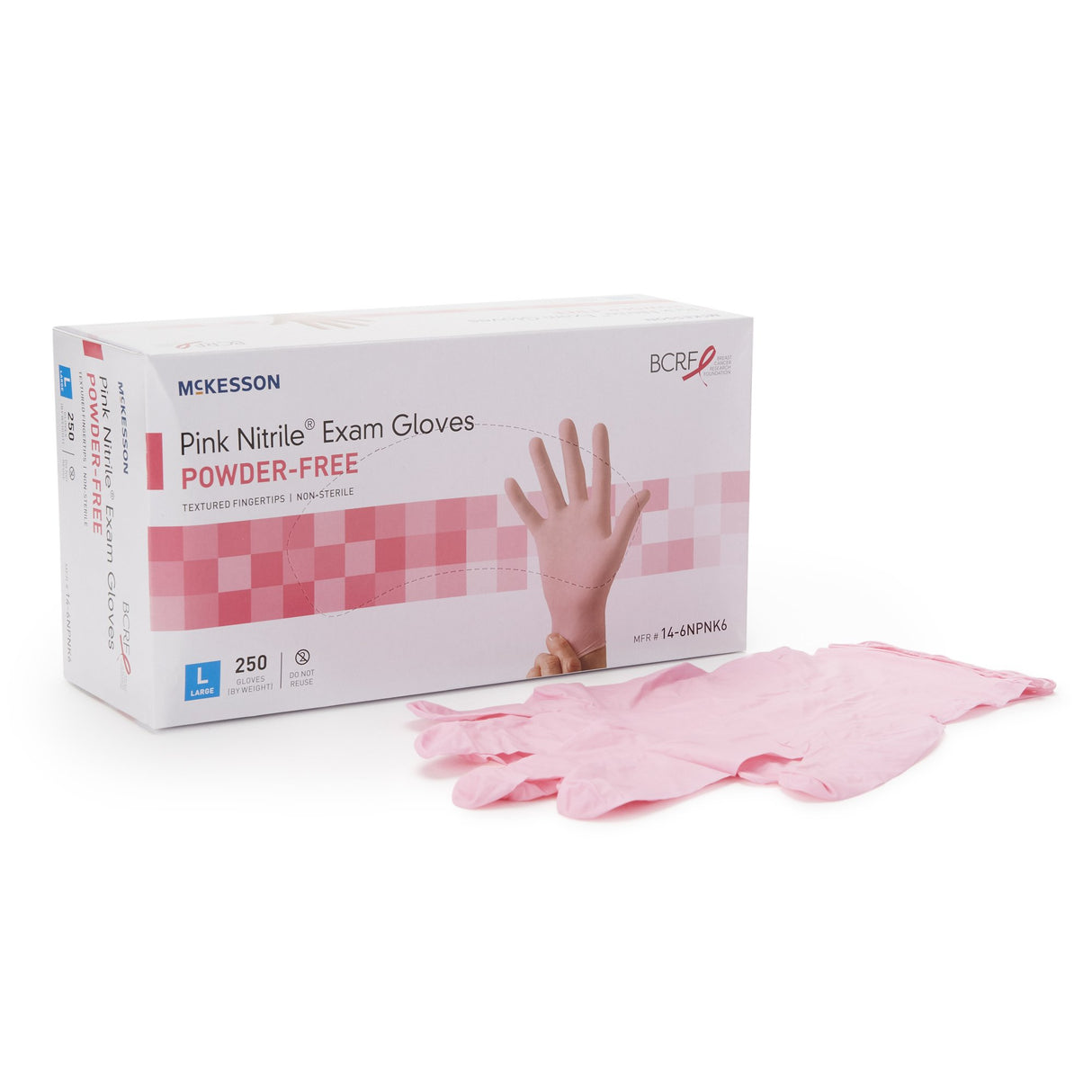 Exam Glove McKesson Pink Nitrile Large NonSterile Nitrile Standard Cuff Length Textured Fingertips Pink Not Rated
