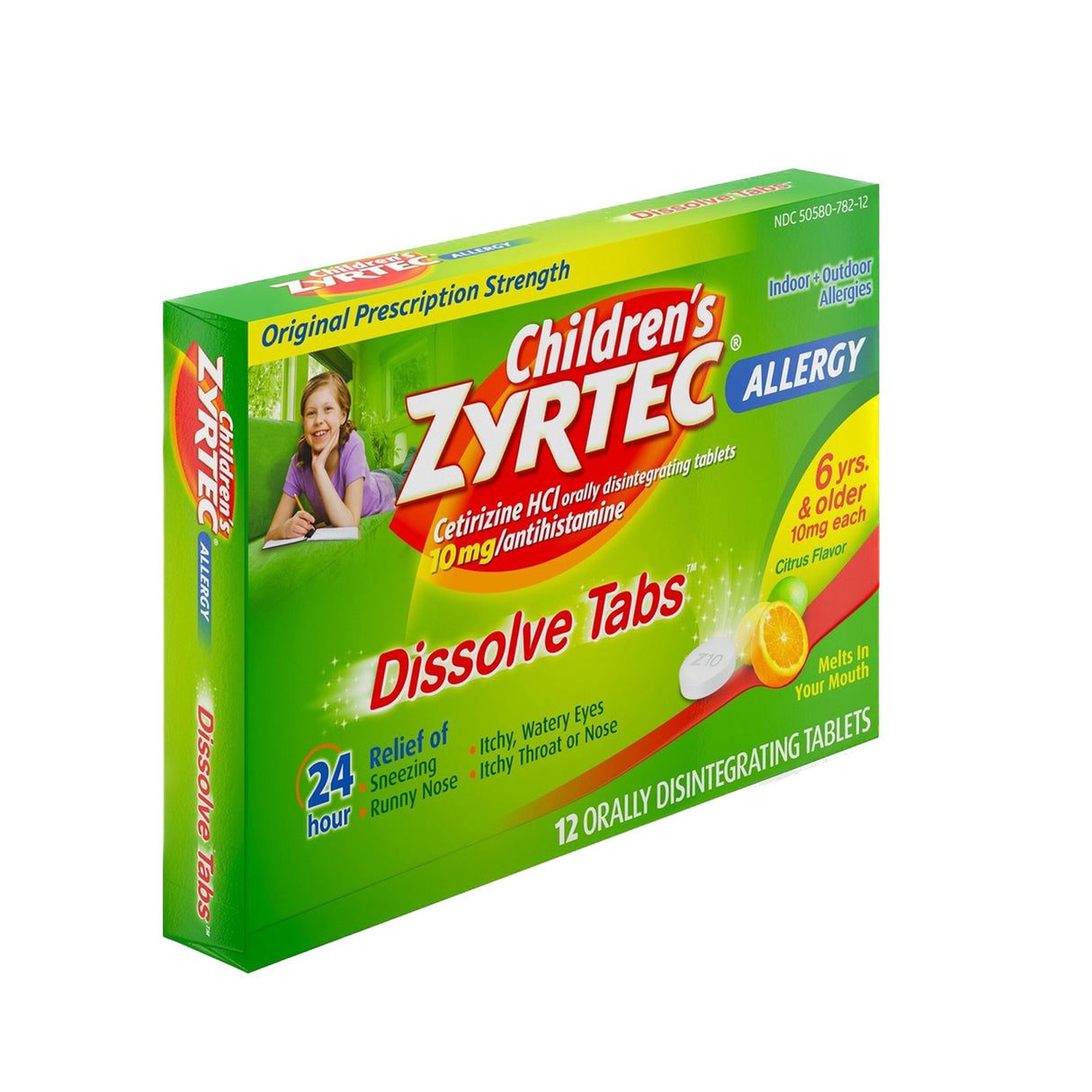 Children's Allergy Relief Zyrtec 10 mg Strength Tablet 12 per Box