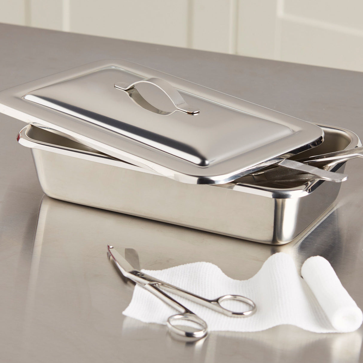 Instrument Tray McKesson Strap Handle Stainless Steel 8-7/8 X 5 X 2 Inch