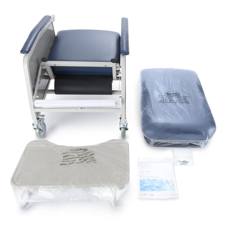 3-Position Recliner McKesson Blue Vinyl 2 Locking Casters