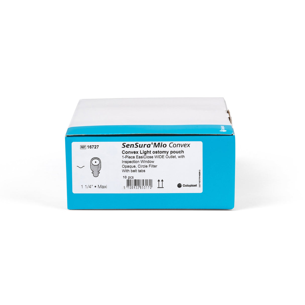 Ostomy Pouch SenSura Mio Convex One-Piece System 11 Inch Length, Maxi Convex Light, Pre-Cut 1-1/4 Inch Stoma Drainable