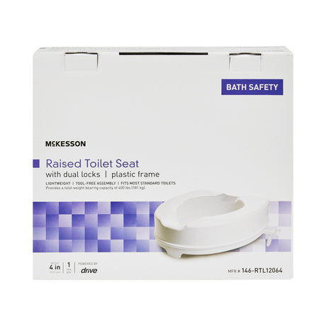 Raised Toilet Seat McKesson 4 Inch Height White 400 lbs. Weight Capacity