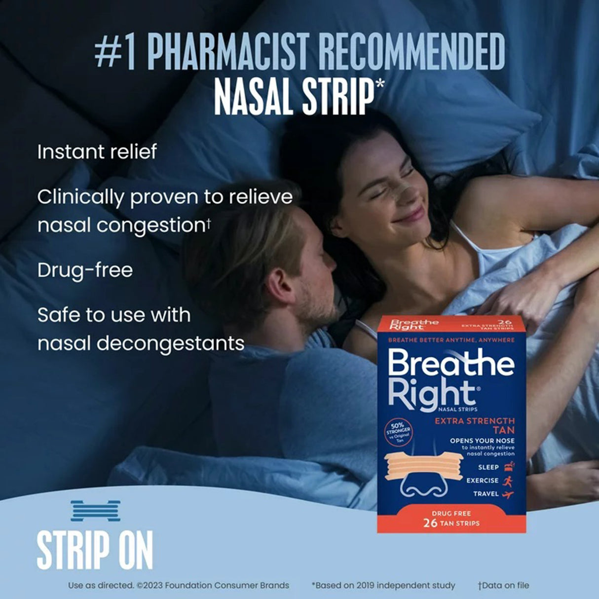 Allergy Relief Breathe Right Extra Strength Nasal Strip 26 per Box