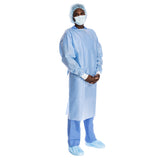 Protective Procedure Gown Halyard One Size Fits Most Blue NonSterile Not Rated Disposable