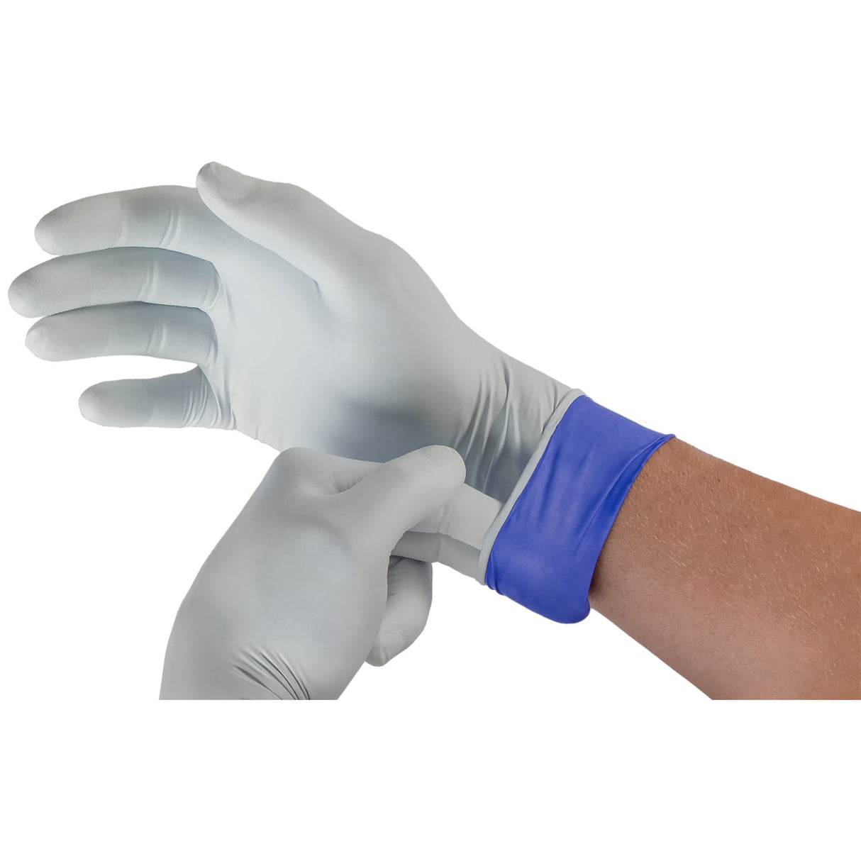 Exam Glove LifeStar EC X-Large NonSterile Nitrile Extended Cuff Length Textured Fingertips White / Blue Fentanyl Tested