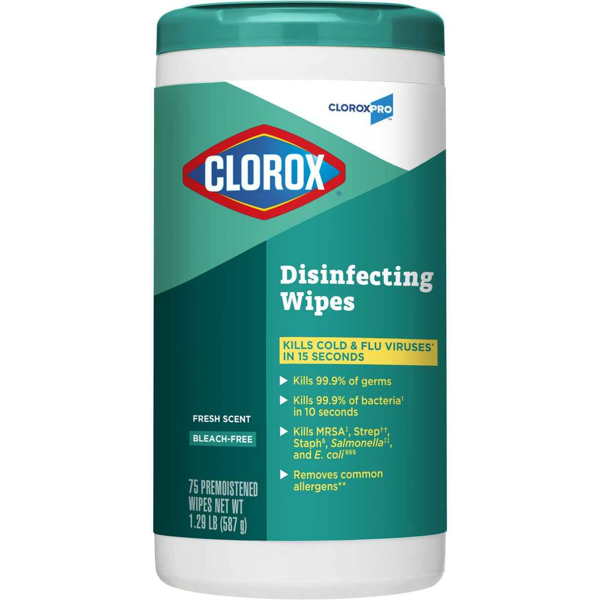 CloroxPro Clorox Surface Disinfectant Premoistened Manual Pull Wipe 75 Count Canister Fresh Scent NonSterile
