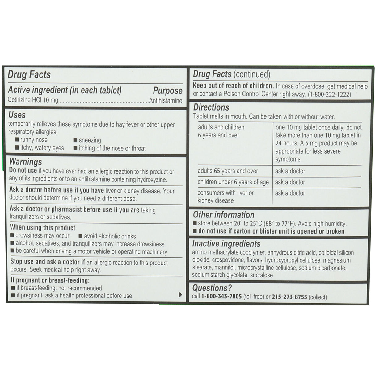 Children's Allergy Relief Zyrtec 10 mg Strength Tablet 12 per Box