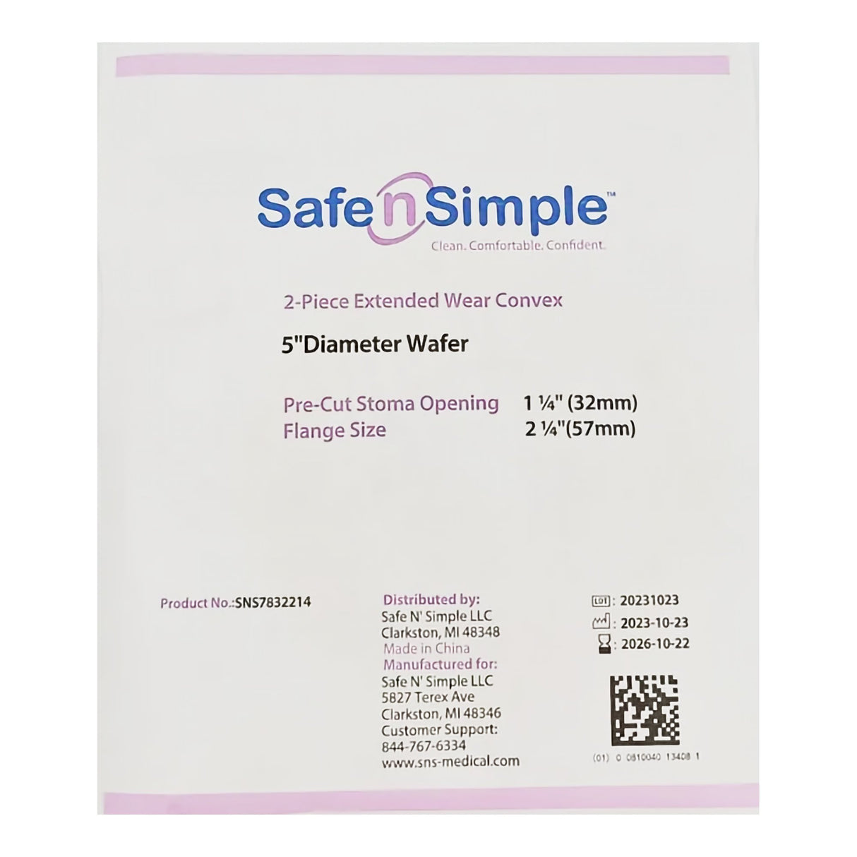 Ostomy Barrier Precut, Extended Wear Adhesive Tape Collar 57 mm Flange Red Code System 1-1/4 Inch Opening 5 X 5 Inch