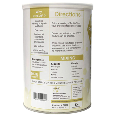 Oral Supplement ProCel Unflavored Powder 10 oz. Can