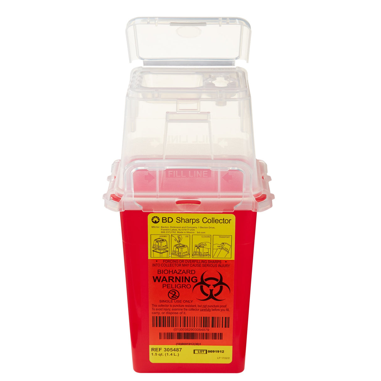 Sharps Container BD Red Base 9 H X 4-1/2 W X 4 D Inch Vertical Entry 0.375 Gallon