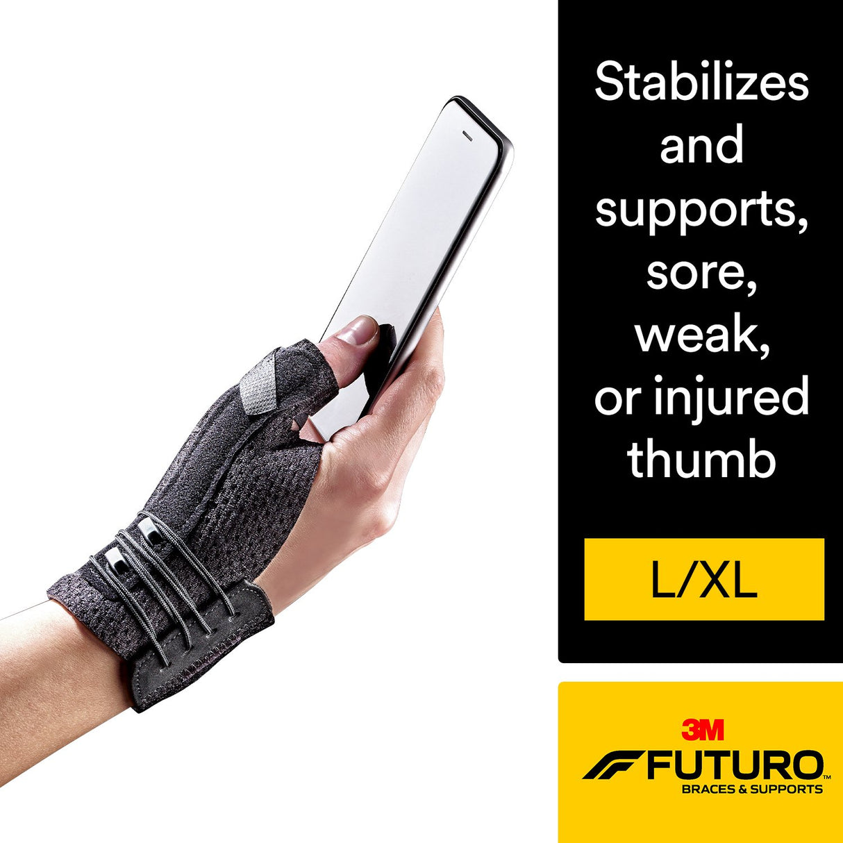 Thumb Stabilizer 3M Futuro Deluxe Adult Large / X-Large Lacing System Left or Right Hand Black