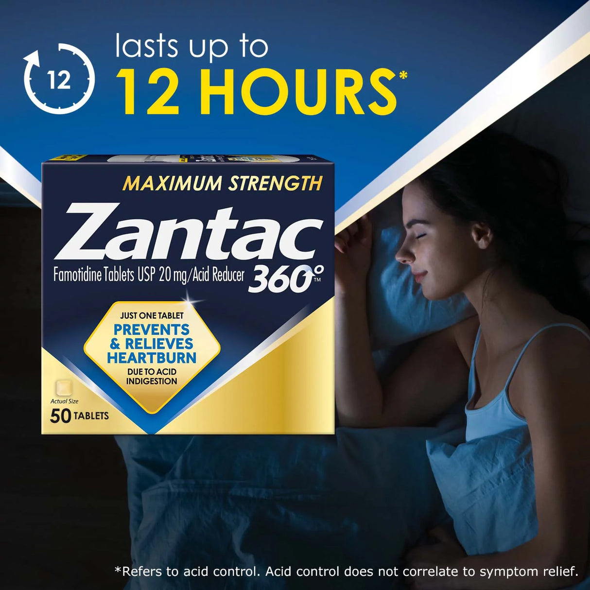 Antacid Zantac 360 Maximum Strength 20 mg Strength Tablet 50 per Bottle