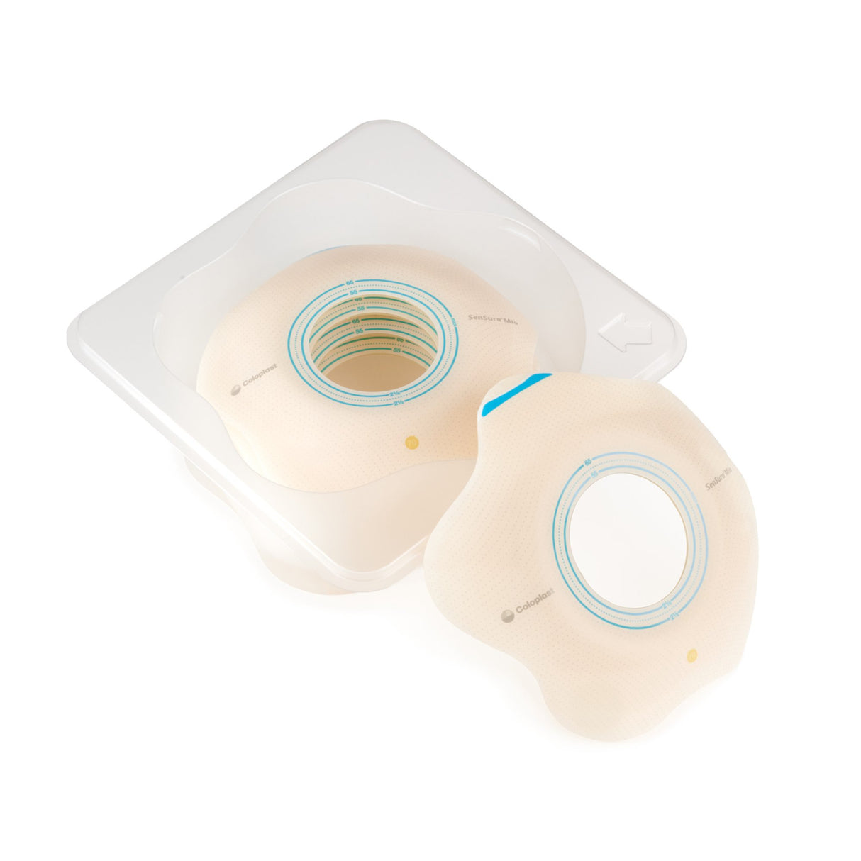 Ostomy Barrier SenSura Mio Convex Flip Precut, Extended Wear Elastic Adhesive 60 mm Flange Blue Code System 1-9/16 Inch Opening