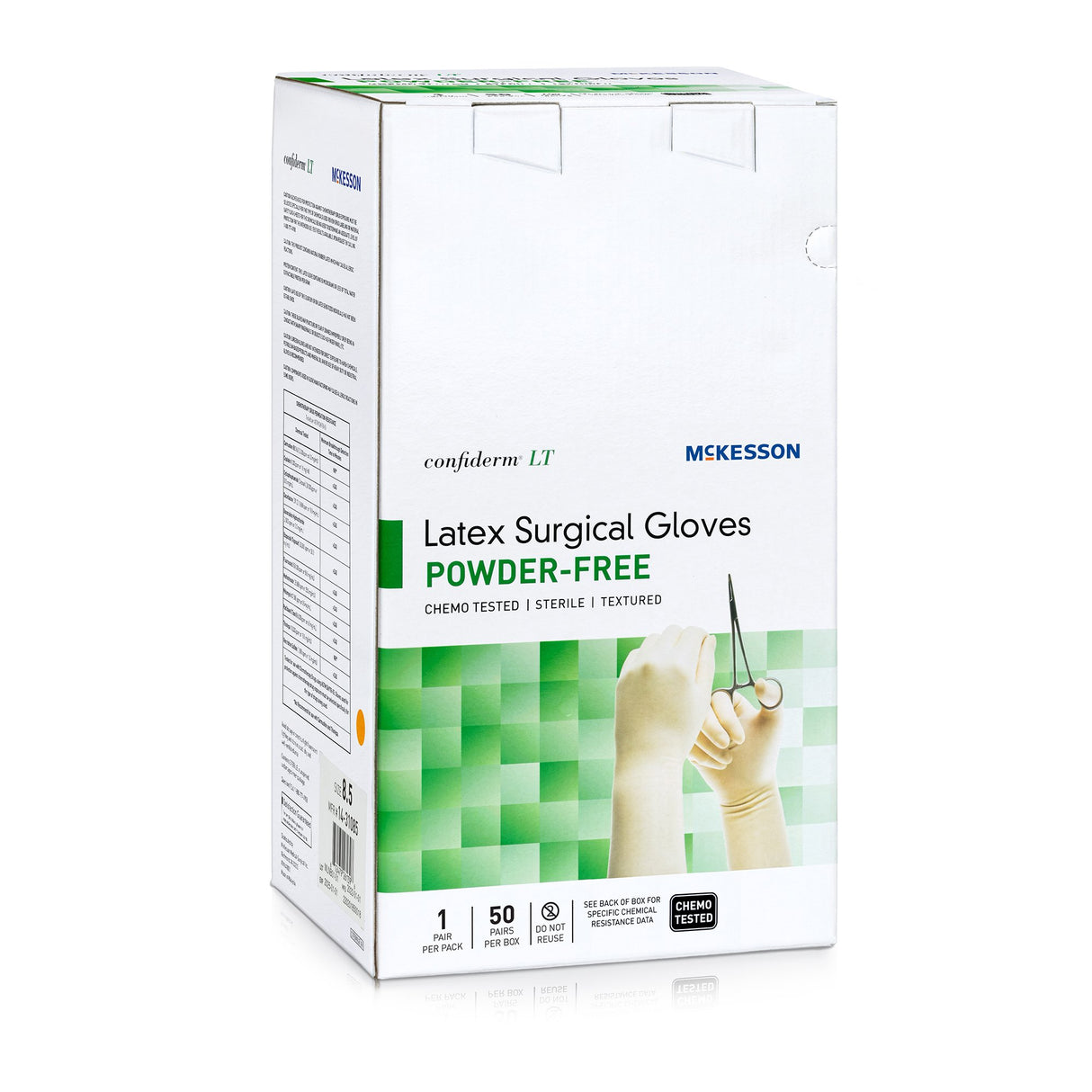 Surgical Glove Confiderm LT Size 8.5 Sterile Latex Standard Cuff Length Fully Textured Ivory Chemo Tested