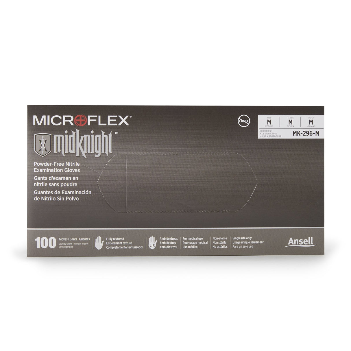 Exam Glove MICROFLEX MidKnight Medium NonSterile Nitrile Standard Cuff Length Fully Textured Black Fentanyl Tested