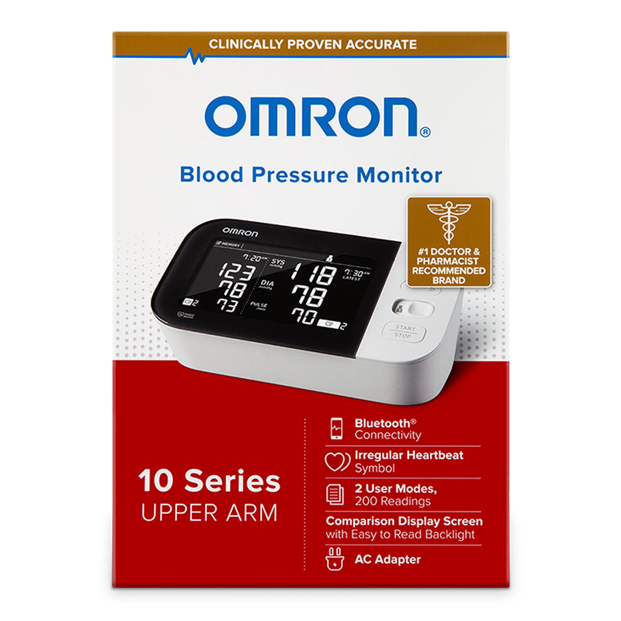 Home Automatic Digital Blood Pressure Monitor Omron 10 Series Wide Range Cloth Fabric Cuff 23 - 43 cm Desk Model