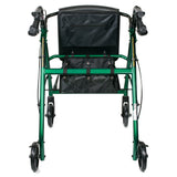 4 Wheel Rollator McKesson Green Adjustable Height / Folding Aluminum Frame