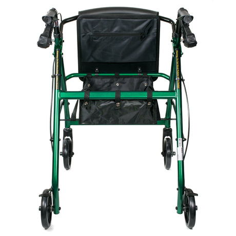 4 Wheel Rollator McKesson Green Adjustable Height / Folding Aluminum Frame
