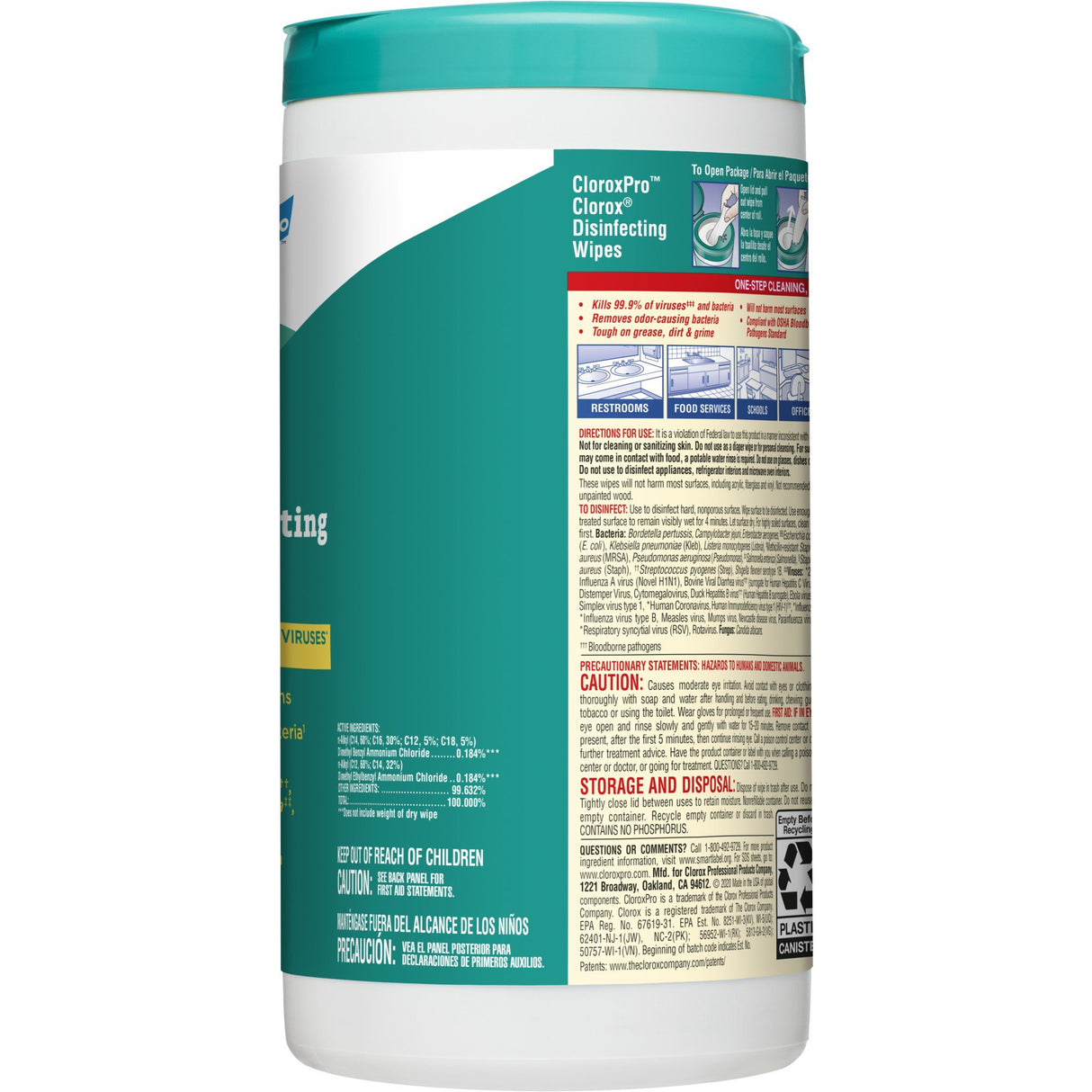 CloroxPro Clorox Surface Disinfectant Premoistened Manual Pull Wipe 75 Count Canister Fresh Scent NonSterile