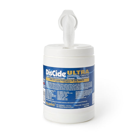 DisCide Ultra Surface Disinfectant Cleaner Premoistened Quaternary Based Manual Pull Wipe 160 Count Canister Herbal Scent NonSterile
