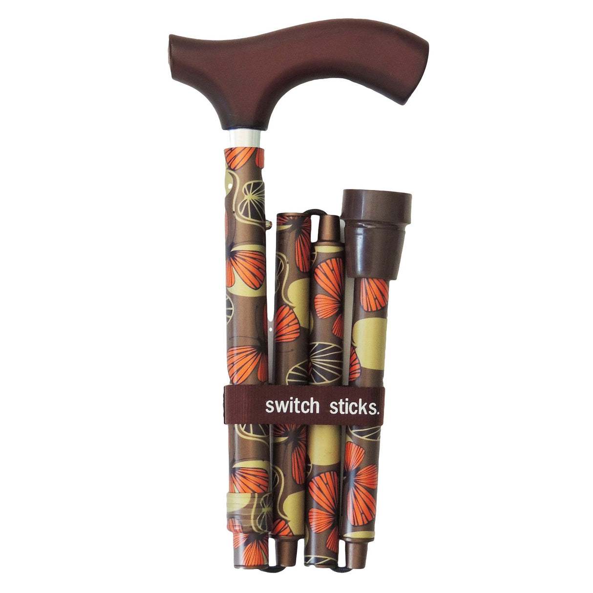 Folding Cane Switch Sticks Aluminum 32 to 37 Inch Height Mimi Print