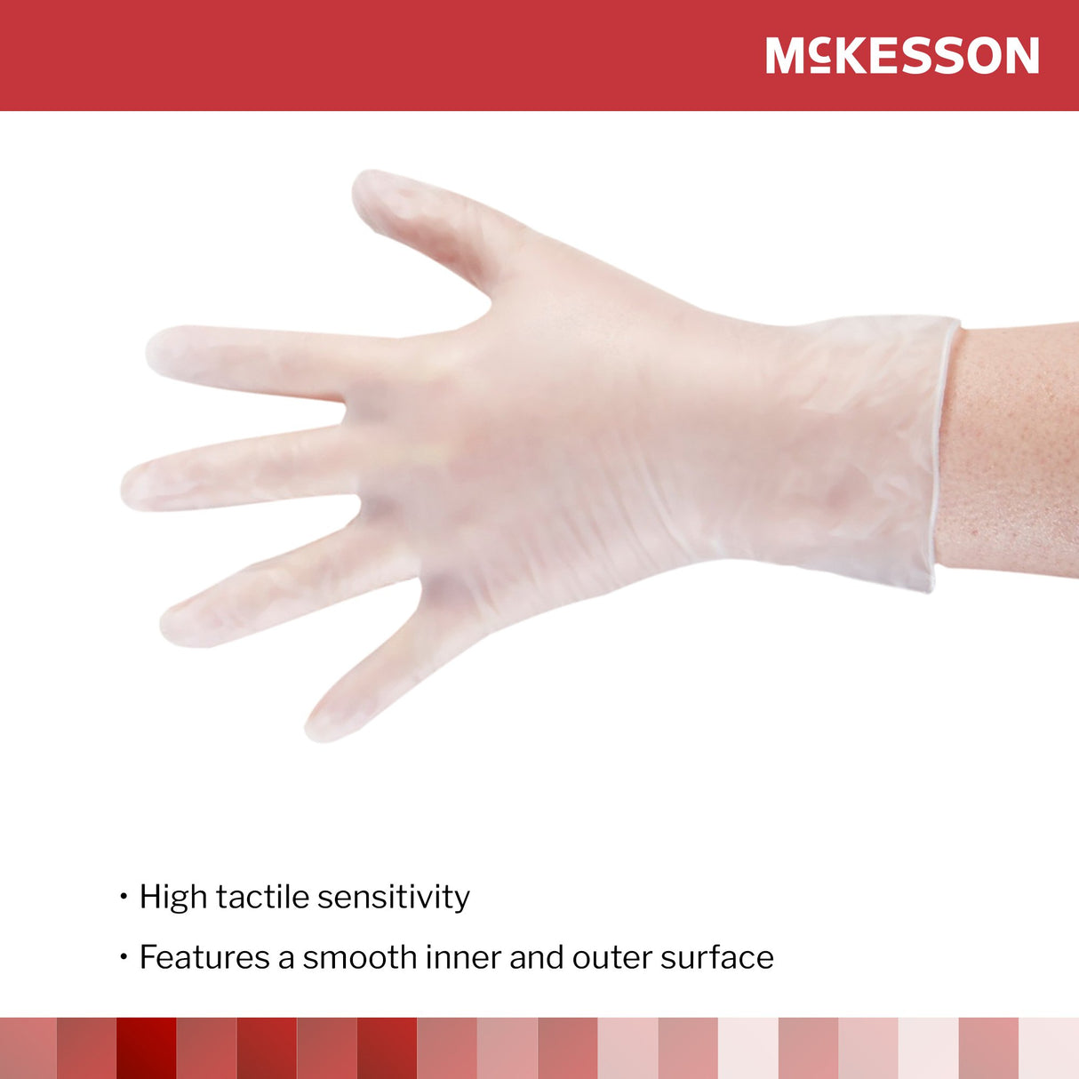 Exam Glove McKesson Medium NonSterile Vinyl Standard Cuff Length Smooth Clear Not Rated
