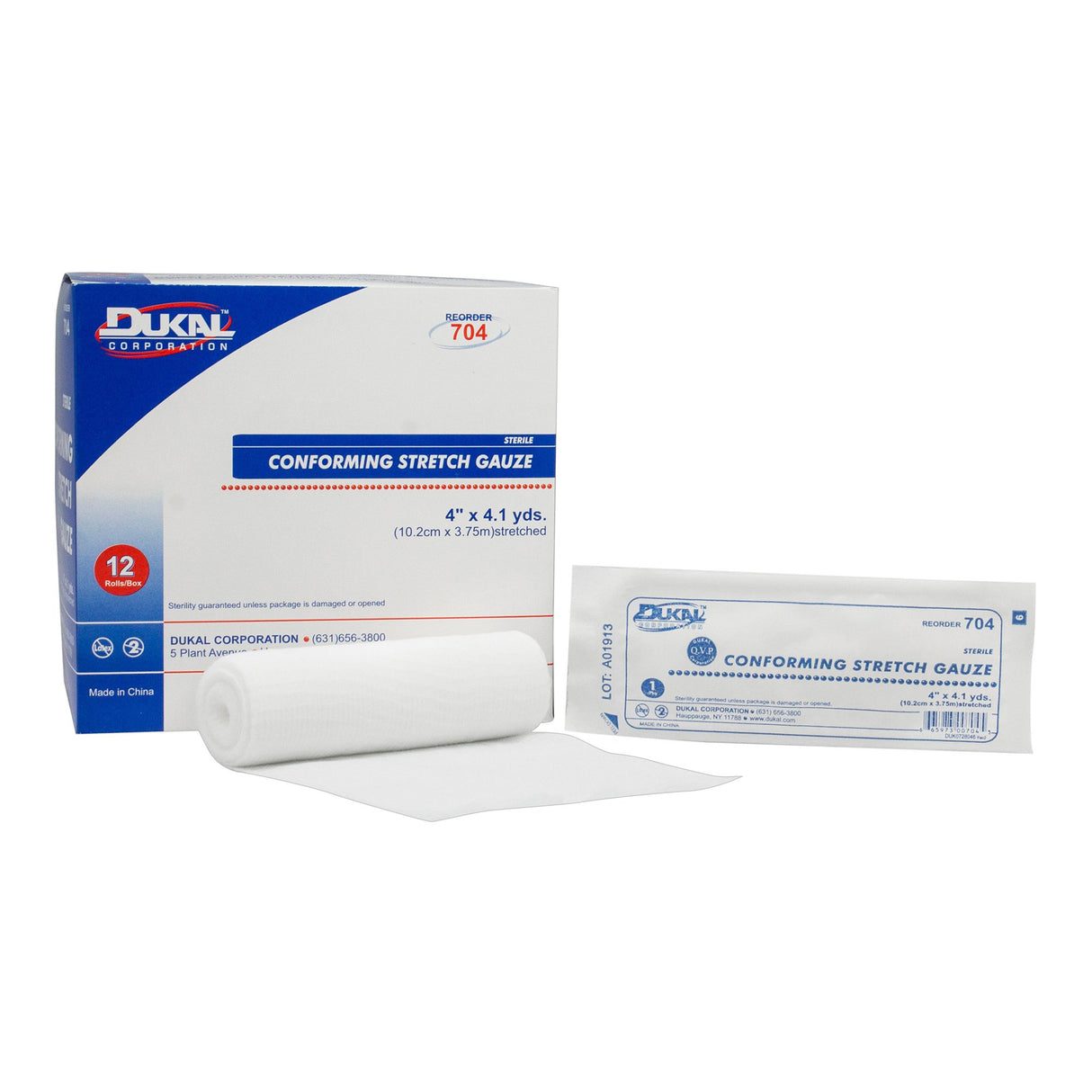 Conforming Bandage Dukal 4 Inch X 4-1/10 Yard 1-Ply Sterile 1 per Pack