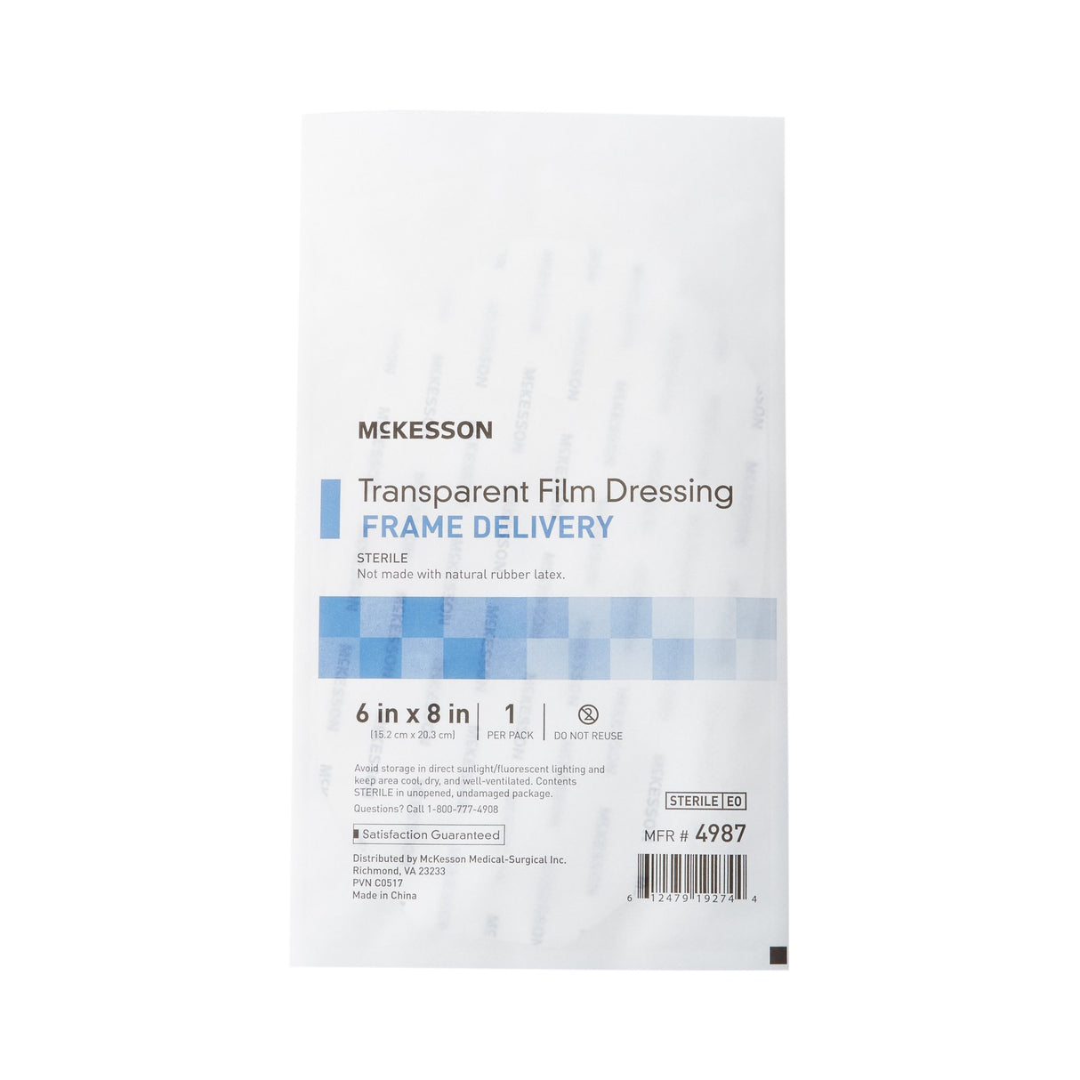 Transparent Film Dressing McKesson 6 X 8 Inch Frame Style Delivery Octagon Sterile