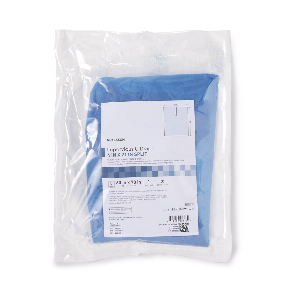 Orthopedic Drape McKesson Impervious U-Drape 60 W X 70 L Inch Sterile