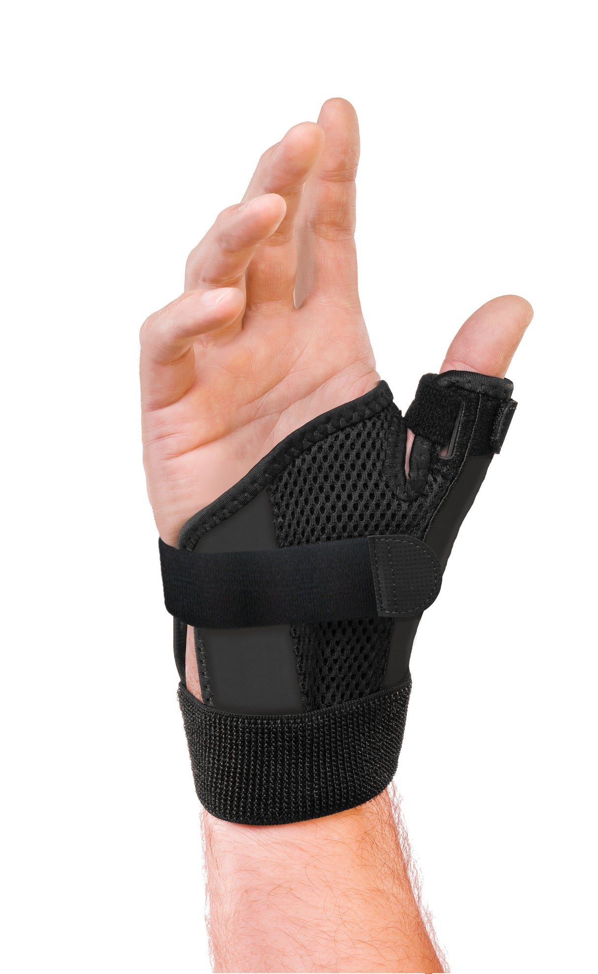 Thumb Stabilizer Mueller Sport Care Adult One Size Fits Most D-Ring / Hook and Loop Strap Closure Left Hand Black