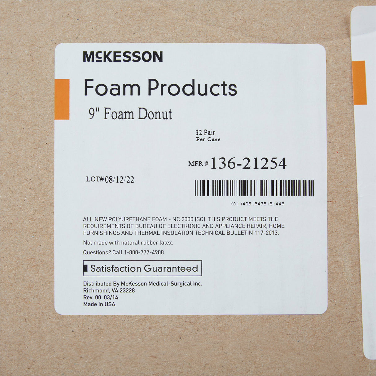 Donut Positioner McKesson 9 Inch Diameter Foam Freestanding