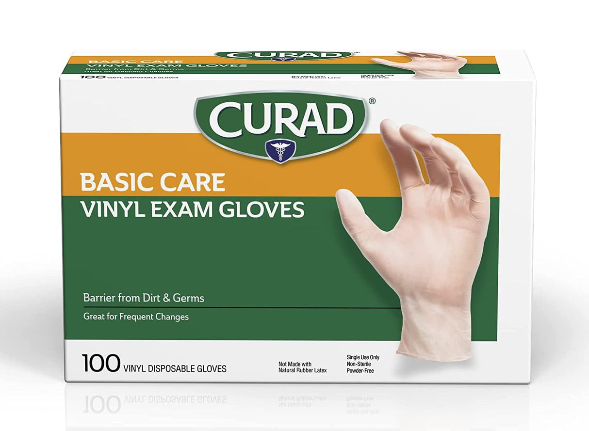 Medline CURAD Vinyl Gloves - 100 Count