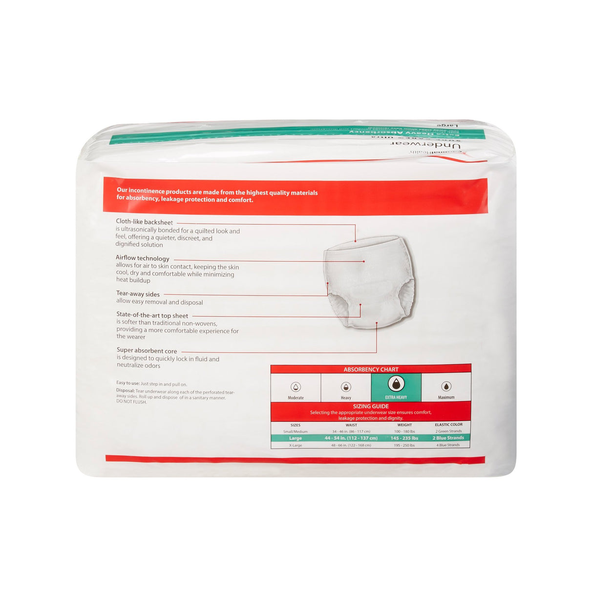 Unisex Adult Absorbent Underwear Sure Care Ultra Pull On with Tear Away Seams Large Disposable Heavy Absorbency