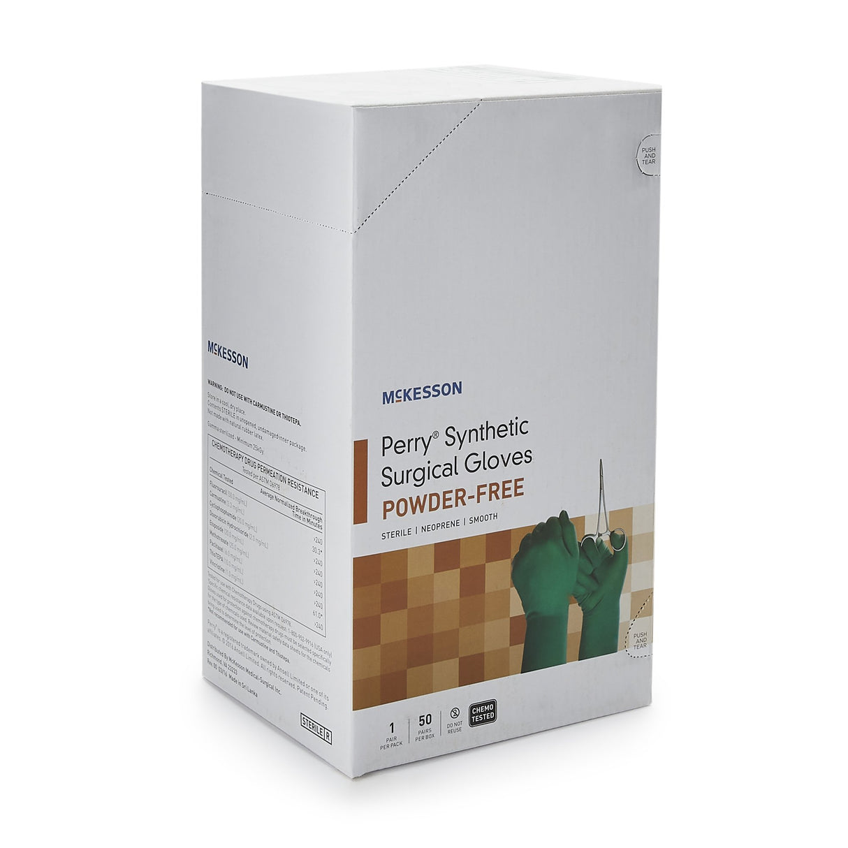 Surgical Glove McKesson Perry Performance Plus Size 7.5 Sterile Polychloroprene Standard Cuff Length Smooth Dark Green Chemo Tested